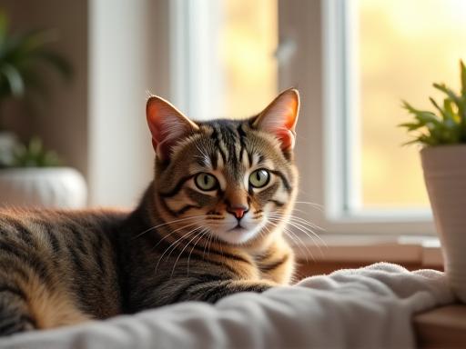 Rescued cat in loving home