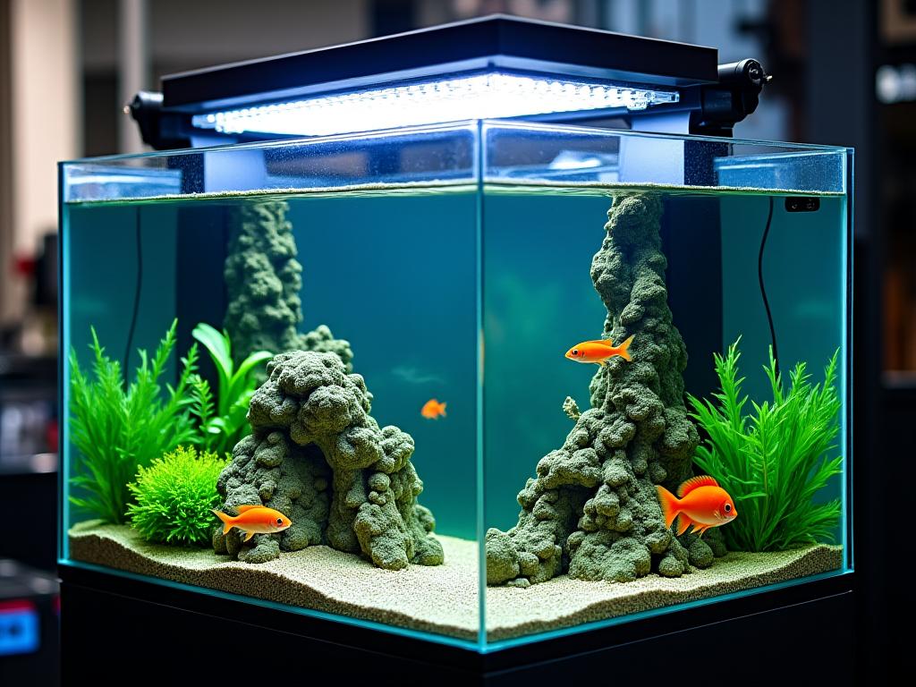 Professional aquarium setup with filtration system